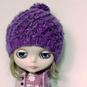 A Handsomely Tweedy Hat knitted hat for Blythe dolls