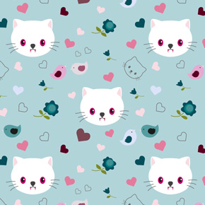 Vampire Kitties fabric in blue