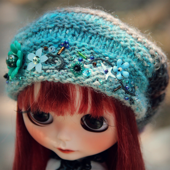 Forest elf colorful beaded hat for Blythe dolls